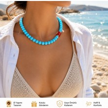 Sinem Şanlı Atelier Ortanca Hematit Mavi Bodrum Cam Boncuk El Yapımı Klasik Kolye Kutulu