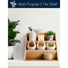 Yakestore Bambu 3 Katlı Katlanabilir Baharat Standı | Çekmece Içi Kullanıma Uygun Baharatlar Için Organizer (Kavonozlar ve Aksesuarlar Dahil Değildir)