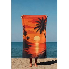 Luvis Store Sunset Glow Gün Batımı Desenli Baskılı Plaj Havlusu