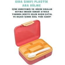Yakestore Bento 1600ML Lunchbox Sevimli Kedi Desenli Tek Katlı 2 Bölmeli Pp Plastik Sefer Tası Yemek Kutusu