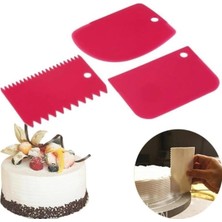Yakestore 3 Parça Plastik Pasta Hamur Krema Şekillendirici Kesici Kazıyıcı Dekoratör Spatula Set