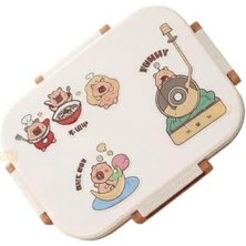 Yakestore Bento 600ML Lunchbox Capybara Desenli Tek Katlı 2 Bölmeli Paslanmaz Çelik Sefer Tası Yemek Kutusu (Yemek)