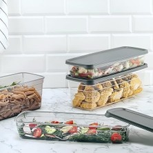 Yakestore Trend 3'lü Kare Saklama Seti – Geniş Hacimli, Istiflenebilir Modern Mutfak Düzenleyici (Sis Grisi)