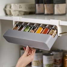 Yakestore Dolap Altı Baharatlık Organizer – Açılır Kapaklı Askılı Mutfak Düzenleyici Raf, Cam Baharat Şişeli, Baharat ve Gıda Saklama Kutusu, Dolap Içi Alan Kazandıran Tasarım