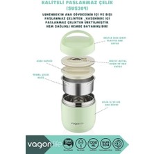 Yakestore Bento 1200ML Lunchbox 1 Kaseli 4-6 Saat Sıcak/soğuk Termos Özellikli Çelik Sefer Tası Yemek Kutusu (Yeşil)
