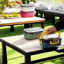 Yakestore Jouis Beslenme Kutusu 1200 ml 2 Katlı 6 Bölmeli Bpa'sız Pp Plastik Sefer Tası ve Beslenme Çantası - Lunch Box, Çatal Kaşık ve Bıçak Dahil Okul Beslenme (Mavi)