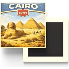 Yakestore Mısır Kahire Şehri Temalı Vintage Buzdolap Magneti – 9x9 cm