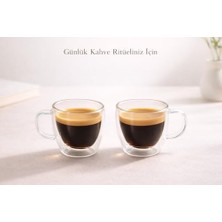 Yakestore Çift Cidarlı 2’li Kulplu Espresso Fincan Seti 80 ml Şeffaf Espresso Kahve Kupaları, Shot Bardakları, Çift Cidarlı Espresso Fincanları, Espresso Makinesi Için Uygun, Mikrodalga Fırında Kullanılabilir
