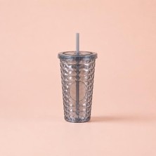 Yakestore Pipetli Mika Bardak 500 Ml, Kapaklı ve Pipetli Içecek Bardağı, Soğuk Kahve Meşrubat Smoothie ve Günlük Kullanım Için Pratik Plastik Bardak (Siyah)