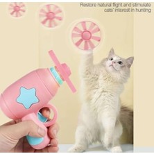 Yakestore Kurmalı Fırlatıcı ile Evcil Hayvanlar Için Işıklı ve Renkli Uçan Pervane Oyuncağı, 5 Pervane + 1 Işıklı Topaç