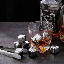 Yakestore Perlotus 2'li Çelik Metal Viski Taşı Soğutma Buz Küpü Içecek Soğutma Metal Buz Küpleri