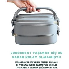 Yakestore Bento 1140ML Lunchbox 2 Katlı 4 Bölmeli Mini Kaseli Çelik Sefer Tası Yemek Kutusu (Kahverengi)