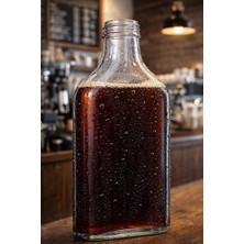 Yakestore Afracam 200 cc Kapaklı Cold Brew Şişesi 200 ml Yassı Soğuk Kahve Cam Şişe 6 Adet (Siyah (Plastik))