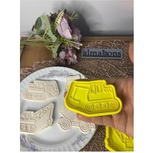 Yakestore Iş Makineleri Kurabiye Kalıbı Seti - Traktör - Hamur Şekillendirici - Şeker Hamuru Kalıp- 4 Adet