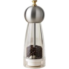 Yakestore Baharat Öğütücü – 22,5 cm Paslanmaz Metal Kapaklı Şeffaf Gövde Tuz ve Baharat Değirmeni – Ayarlanabilir Öğütme Mekanizmalı