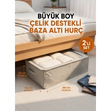 Handyol 2 Adet Pencereli Çelik Destekli Büyük Boy Hurç Baza Altı Çok Amaçlı Organizer 66X46X20 cm