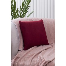 Yakestore Süet Dokulu Gözenek Desenli Bordo Kırlent Kılıfı
