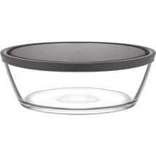 Yakestore Vega Cam Saklama Kabı Tekli Ekstra Büyük 2370 ml Yuvarlak Gri Plastik Kapaklı