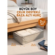 Handyol 3 Adet Pencereli Çelik Destekli Büyük Boy Hurç Baza Altı Çok Amaçlı Organizer 66X46X20 cm