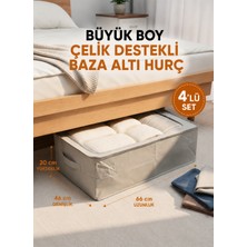 Handyol 4 Adet Pencereli Çelik Destekli Büyük Boy Hurç Baza Altı Çok Amaçlı Organizer 66X46X20 cm