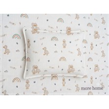 More Home % 100 Pamuklu Bebek Müslin Örtü + Yastık Kılıfı Ördekli Açık Gri