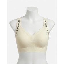 Ronson Günlük Yazılı Ribanalı Krem Rengi Bralet Sütyen
