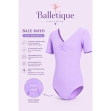 Balletique Kız Çocuk Bale Mayosu Kısa Kollu Lila Dans Jimnastik Mayosu %90 Pamuk