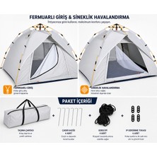 Temur Company Tam Otomatik 4 Kişilik Tenteli Kamp Çadırı 200X200X135 cm (Krem)