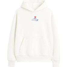 Yuniee Unisex Oversize/geniş Kalıp Kapüşonlu Kalın Içi Polarlı/şardonlu Sweatshirt Cheers, Right? - Ekru