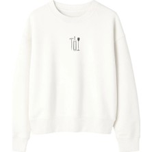 Yuniee Unisex Oversize/geniş Kalıp Bisiklet Yaka Pamuklu Sweatshirt Wine Not? - Ekru