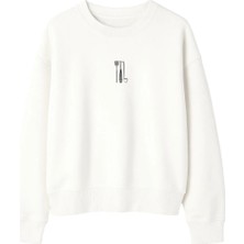 Yuniee Unisex Oversize/geniş Kalıp Bisiklet Yaka Pamuklu Sweatshirt Stir Up - Ekru