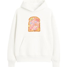 Yuniee Baskılı Unisex Oversize/geniş Kalıp Kapüşonlu Kalın Içi Polarlı/şardonlu Sweatshirt Crunchy Chic - Ekru