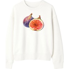 Yuniee Baskılı Unisex Oversize/geniş Kalıp Bisiklet Yaka Pamuklu Sweatshirt Figgy - Ekru