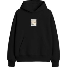 Yuniee Unisex Oversize Kapüşonlu Siyah Sweatshirt Pamuklu 3 Iplik Şardonlu Kalın Hoodie Touch Of Creation