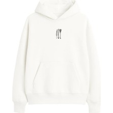 Yuniee Unisex Oversize/geniş Kalıp Kapüşonlu Kalın Içi Polarlı/şardonlu Sweatshirt Veggie Trio - Ekru