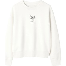 Yuniee Unisex Oversize/geniş Kalıp Bisiklet Yaka Pamuklu Sweatshirt Sunset Spritz - Ekru