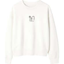 Yuniee Unisex Oversize/geniş Kalıp Bisiklet Yaka Pamuklu Sweatshirt Morning Crew - Ekru