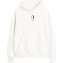 Yuniee Unisex Oversize/geniş Kalıp Kapüşonlu Kalın Içi Polarlı/şardonlu Sweatshirt Dough Mood - Ekru
