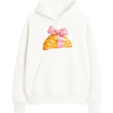Yuniee Baskılı Unisex Oversize/geniş Kalıp Kapüşonlu Kalın Içi Polarlı/şardonlu Sweatshirt Glowssant - Ekru