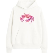 Yuniee Baskılı Unisex Oversize/geniş Kalıp Kapüşonlu Kalın Içi Polarlı/şardonlu Sweatshirt Pink Snap - Ekru