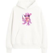 Yuniee Baskılı Unisex Oversize/geniş Kalıp Kapüşonlu Kalın Içi Polarlı/şardonlu Sweatshirt Cowgirl Glow - Ekru