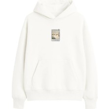 Yuniee Unisex Oversize Kapüşonlu Ekru Sweatshirt Pamuklu 3 Iplik Şardonlu Kalın Hoodie Touch Of Creation
