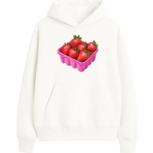 Yuniee Baskılı Unisex Oversize/geniş Kalıp Kapüşonlu Kalın Içi Polarlı/şardonlu Sweatshirt Glitter Farm - Ekru