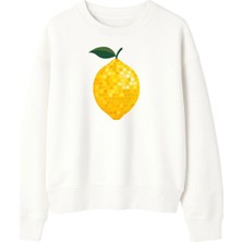 Yuniee Baskılı Unisex Oversize/geniş Kalıp Bisiklet Yaka Pamuklu Sweatshirt Glowmon - Ekru