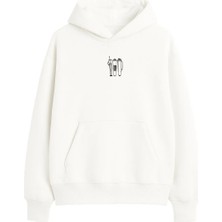 Yuniee Unisex Oversize/geniş Kalıp Kapüşonlu Kalın Içi Polarlı/şardonlu Sweatshirt Not Before Coffee - Ekru