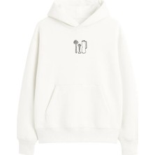Yuniee Unisex Oversize/geniş Kalıp Kapüşonlu Kalın Içi Polarlı/şardonlu Sweatshirt Morning Crew - Ekru