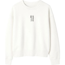 Yuniee Unisex Oversize/geniş Kalıp Bisiklet Yaka Pamuklu Sweatshirt Dough Mood - Ekru