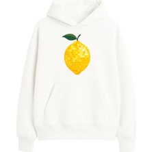 Yuniee Baskılı Unisex Oversize/geniş Kalıp Kapüşonlu Kalın Içi Polarlı/şardonlu Sweatshirt Glowmon - Ekru