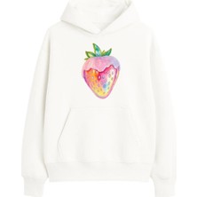 Yuniee Baskılı Unisex Oversize/geniş Kalıp Kapüşonlu Kalın Içi Polarlı/şardonlu Sweatshirt Glaze Glow - Ekru
