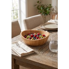 Avantage Home Mia - 23 cm Bambu İkeanatural Salata Kasesi, Sunum Kasesi, Dekoratif Kase, İskandinav Kase